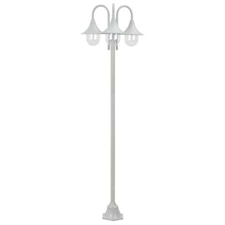 Paalverlichting tuin E27 220 cm aluminium wit 3-delig 1