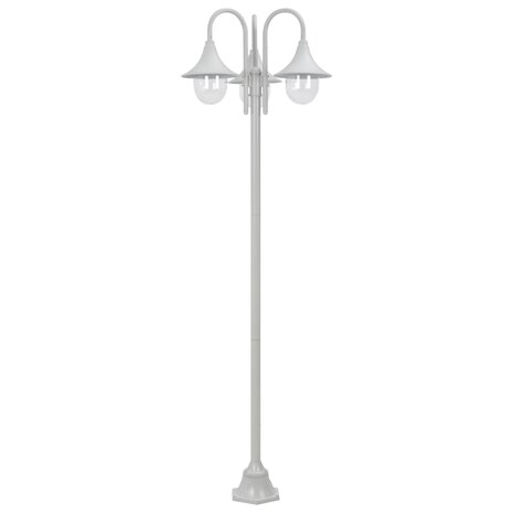 Paalverlichting tuin E27 220 cm aluminium wit 3-delig 2