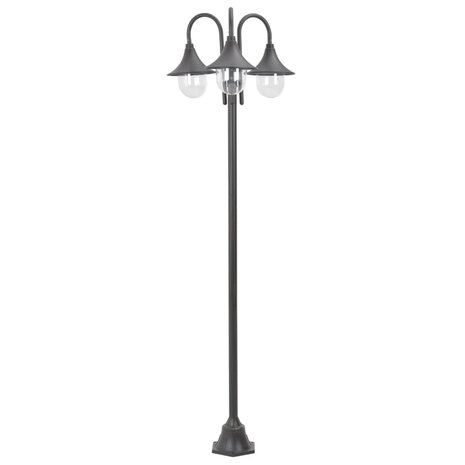 Paalverlichting tuin E27 220 cm aluminium brons 3-delig 1