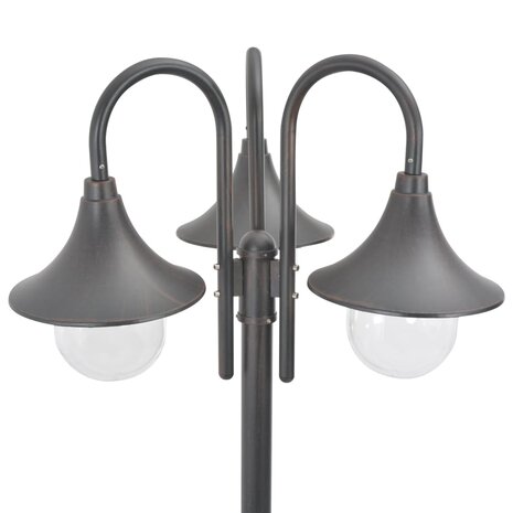 Paalverlichting tuin E27 220 cm aluminium brons 3-delig 3