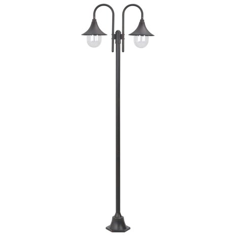 Paalverlichting tuin E27 220 cm aluminium brons 2-delig 1