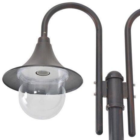 Paalverlichting tuin E27 220 cm aluminium brons 2-delig 2