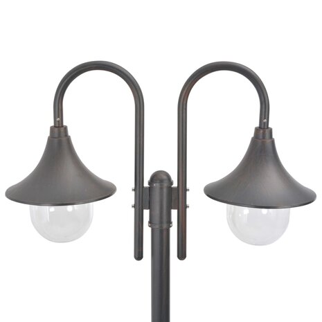 Paalverlichting tuin E27 220 cm aluminium brons 2-delig 3