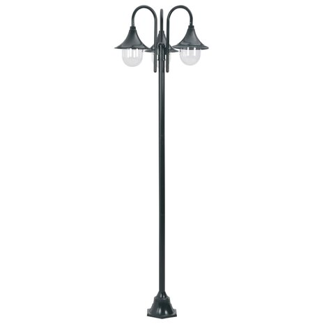 Paalverlichting tuin E27 220 cm aluminium donkergroen 3-delig 2