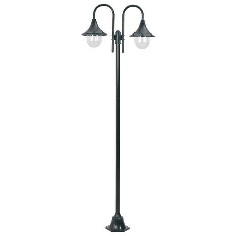 Paalverlichting tuin E27 220 cm aluminium donkergroen 2-delig 1