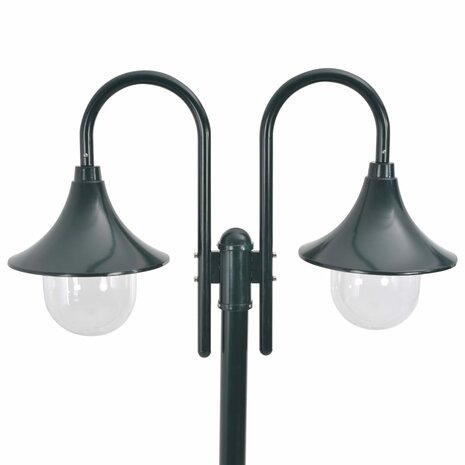 Paalverlichting tuin E27 220 cm aluminium donkergroen 2-delig 2