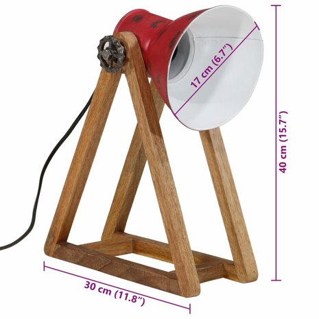 Bureaulamp 25 W E27 30x17x40 cm verweerd rood 11