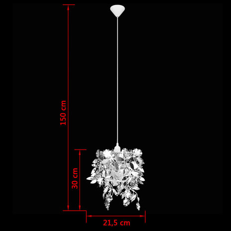 Kroonluchter met pailletten in de vorm van blaadjes 21,5x30 cm zilver 9