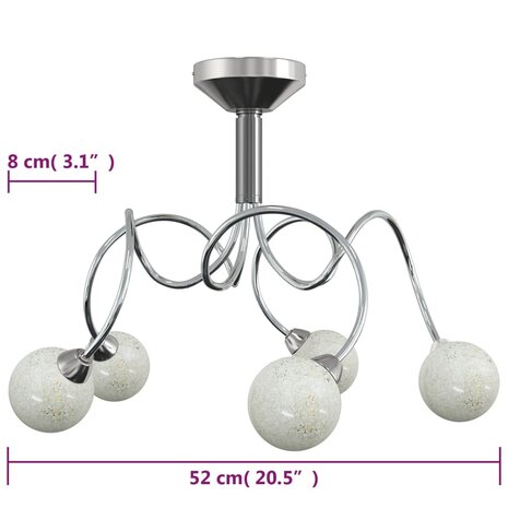 Plafondlamp met glasbollen rond 5xG9 6