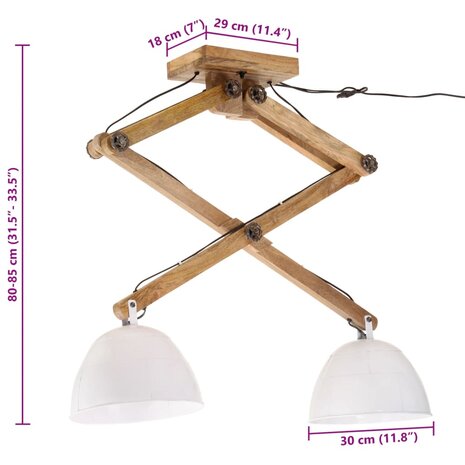 Plafondlamp 25 W E27 29x18x85 cm wit 8