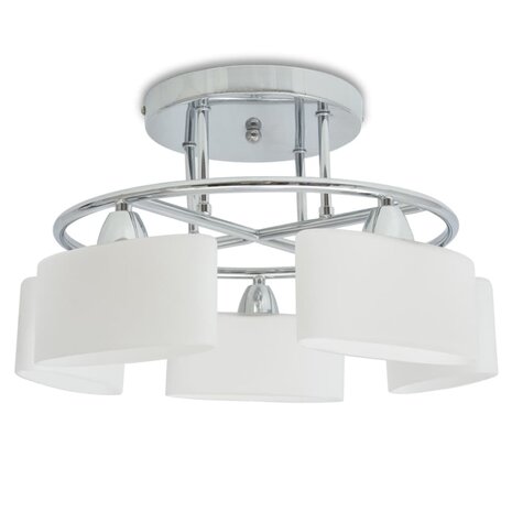 Plafondlamp met ellipsvormige glazen kappen 5xE14 200W 2