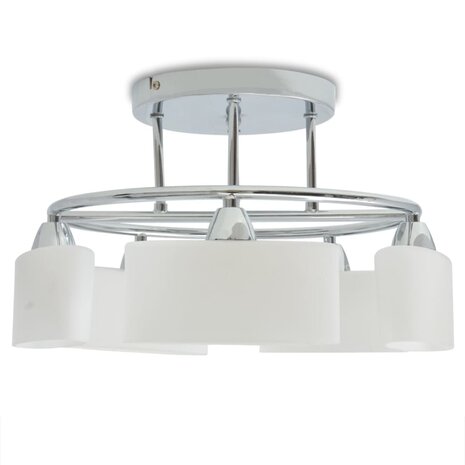 Plafondlamp met ellipsvormige glazen kappen 5xE14 200W 3