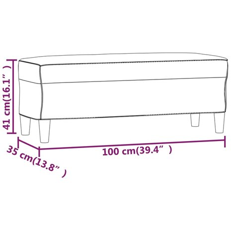 Bankje 100x35x41 cm fluweel crèmekleurig 7