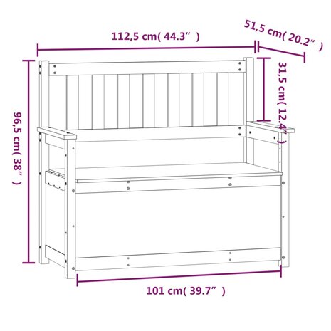 Bankje 112,5x51,5x96,5 cm massief grenenhout 9