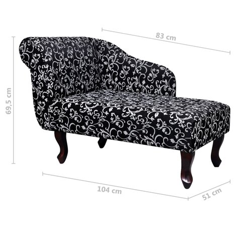 Chaise longue stof zwart en wit 6