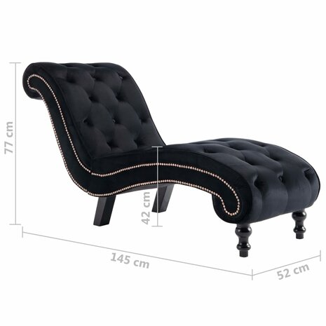 Chaise longue fluweel zwart 8