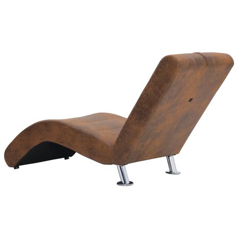 Chaise longue met kussen kunstsuède bruin 5