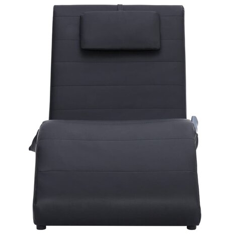 Massage chaise longue met kussen kunstleer zwart 3