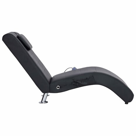 Massage chaise longue met kussen kunstleer zwart 4