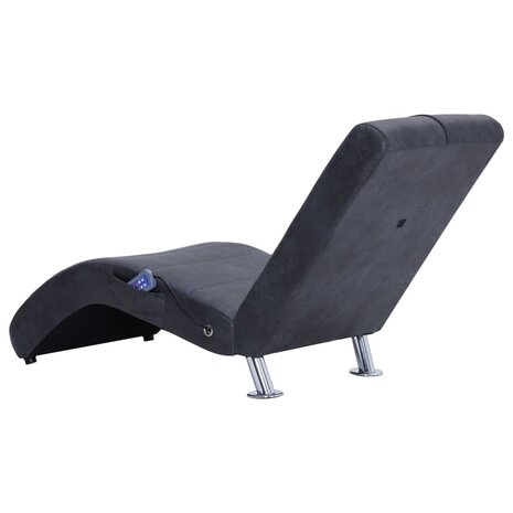 Massage chaise longue met kussen kunstsuède grijs 5