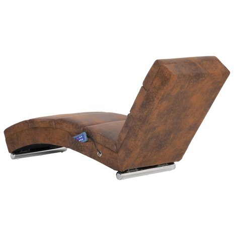 Massage chaise longue kunstsuède bruin 4