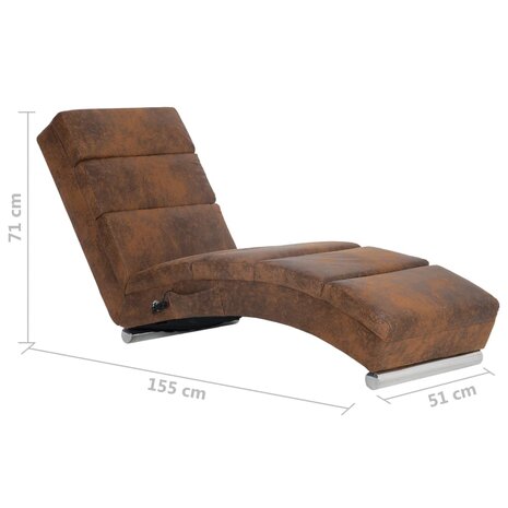 Massage chaise longue kunstsuède bruin 10