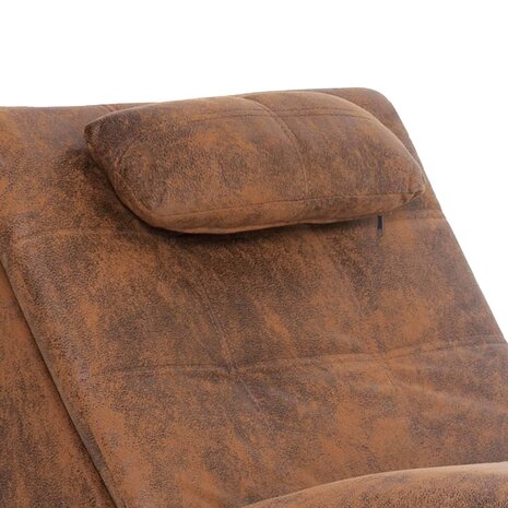 Massage chaise longue met kussen kunstsuède bruin 6