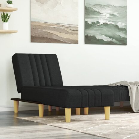 Chaise longue stof zwart 1