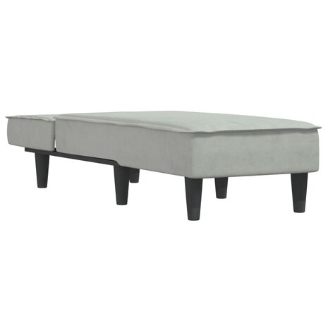 Chaise longue fluweel lichtgrijs 3