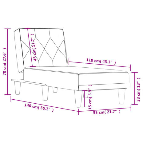 Chaise longue stof donkergrijs 9