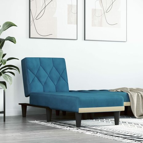 Chaise longue fluweel blauw 1