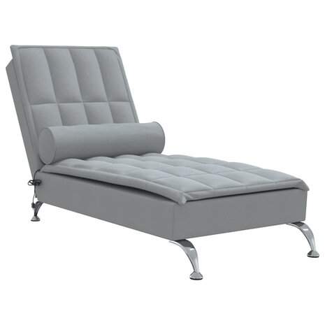 Massage chaise longue met bolster stof lichtgrijs 2