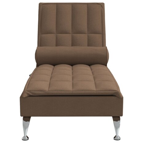 Massage chaise longue met bolster stof bruin 4