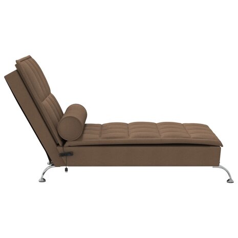 Massage chaise longue met bolster stof bruin 5