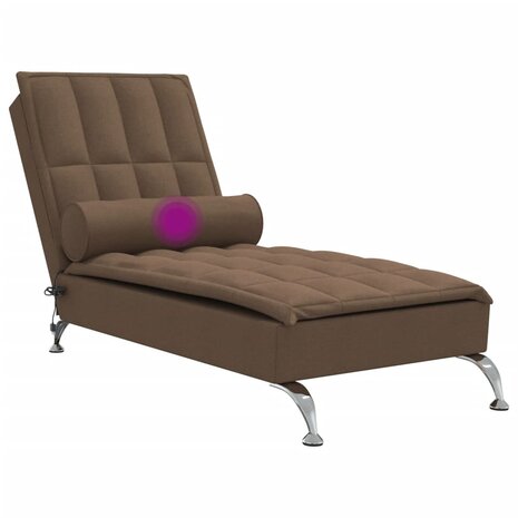 Massage chaise longue met bolster stof bruin 7