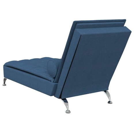 Massage chaise longue met bolster stof blauw 6