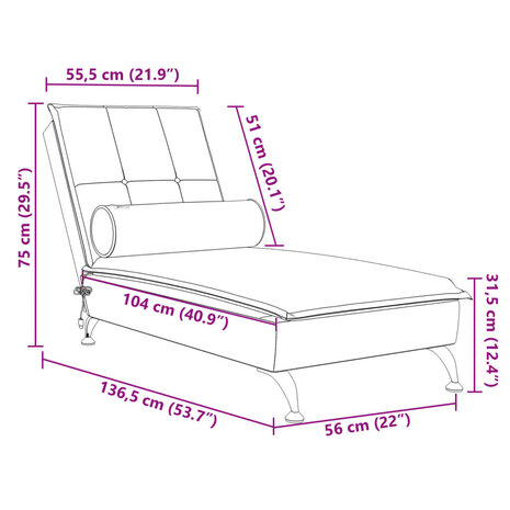 Massage chaise longue met bolster fluweel donkergroen 10