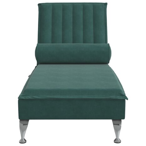 Massage chaise longue met bolster fluweel donkergroen 4