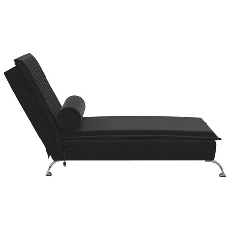 Massage chaise longue met bolster fluweel zwart 5