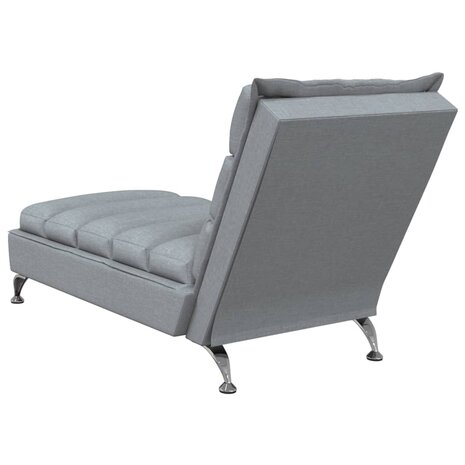 Chaise longue met kussens stof lichtgrijs 6