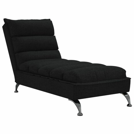 Chaise longue met kussens stof zwart 2