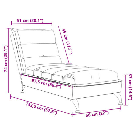 Chaise longue met kussens stof bruin 9