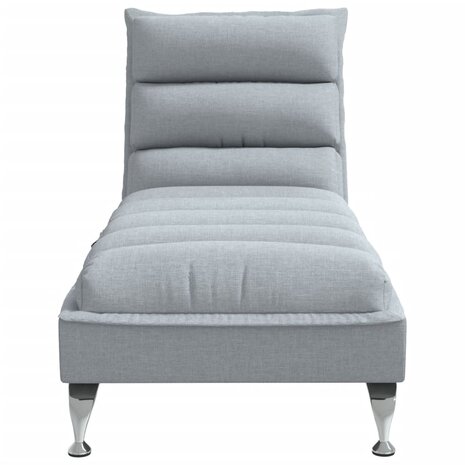 Massage chaise longue met kussens stof lichtgrijs 4