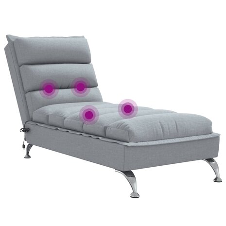 Massage chaise longue met kussens stof lichtgrijs 7