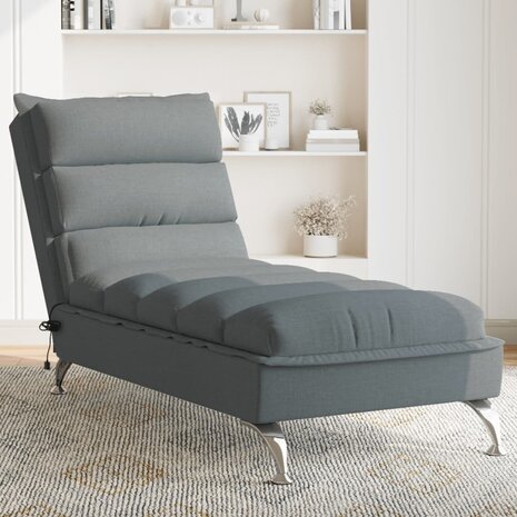 Massage chaise longue met kussens stof donkergrijs 1