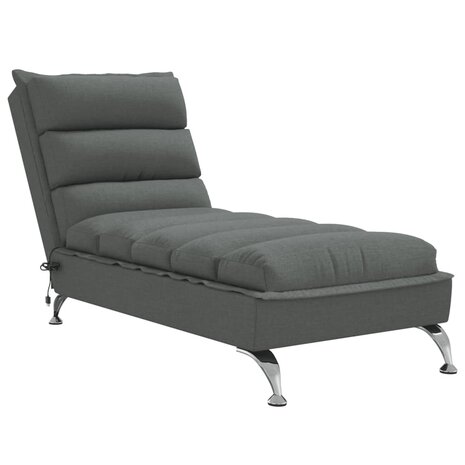 Massage chaise longue met kussens stof donkergrijs 2