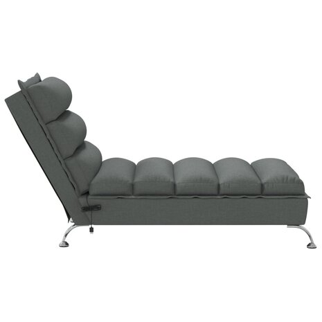 Massage chaise longue met kussens stof donkergrijs 5