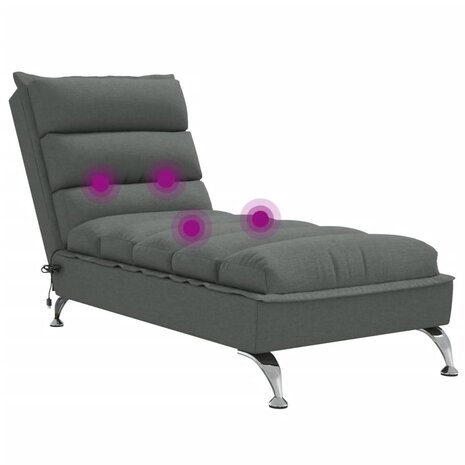 Massage chaise longue met kussens stof donkergrijs 7