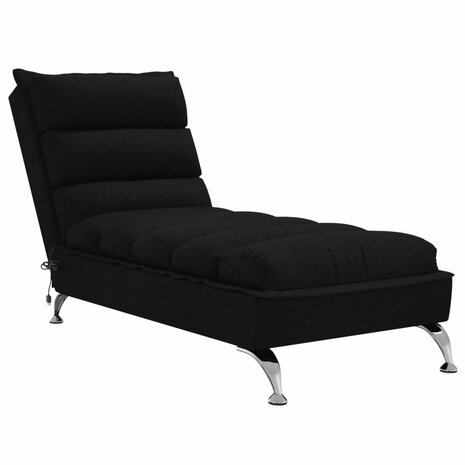 Massage chaise longue met kussens stof zwart 2