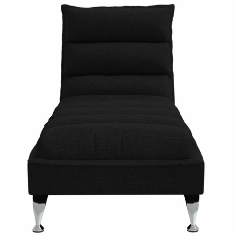 Massage chaise longue met kussens stof zwart 4